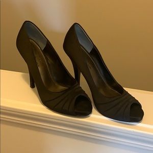 Black fabric heels